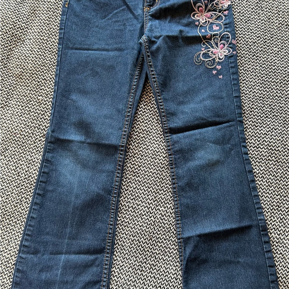 Embroidered Blue Jeans with Butterfly stitching